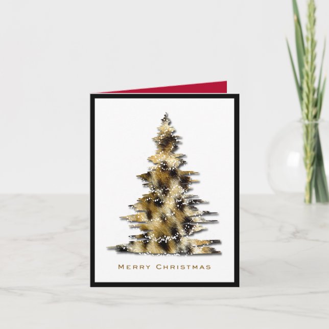 Cartão De Festividades Leopard Print Christmas Tree Holiday Card (Frente)