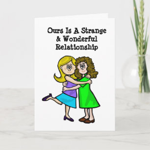 Cartão De Festividades Lesbian Couple Strange & Wonderful Greeting Card