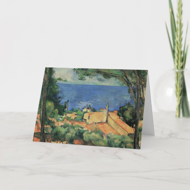 Cartão De Festividades L'Estaque com telhados vermelhos - Paul Cezanne -  (Frente)