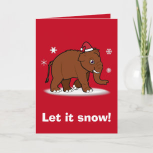 Cartão De Festividades Let it Snow Christmas with Woolly Mammoth.