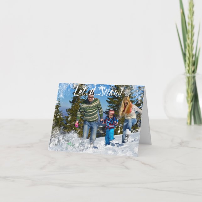 Cartão De Festividades Let It Snow Folded Holiday Photo Card (Frente)
