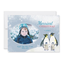 Let It Snow! Penguin Family Holiday Photo Card
