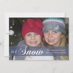 Cartão De Festividades Let It Snow Ribbon Photo Card -blue