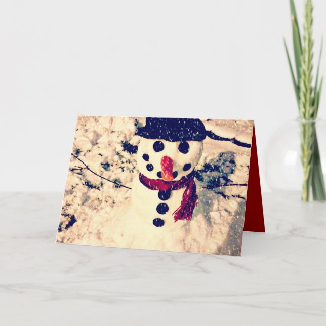 Cartão De Festividades Let It Snow Snowman Holiday Card (Frente)