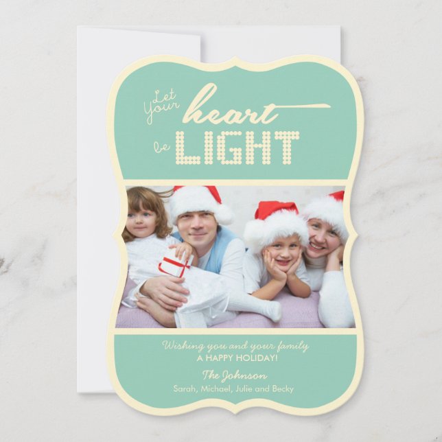 Cartão De Festividades Let your heart be light - green and cream (Frente)