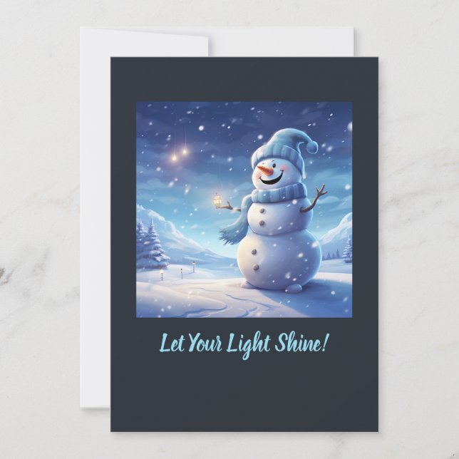 Cartão De Festividades "Let Your Light Shine!" – Snowman Christmas Card (Frente)