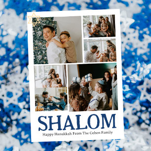 Cartão De Festividades Letra branca Shalom Collage de fotos da família Ha