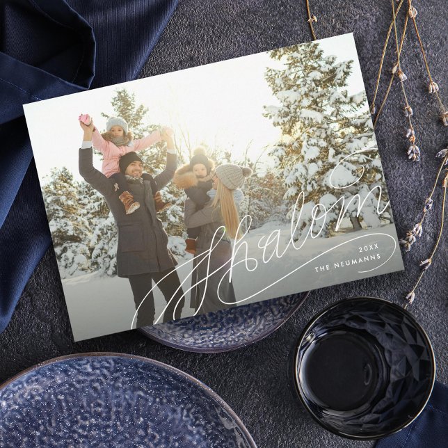 Cartão De Festividades Letra de Mão Shalom Foto de Hanukkah (Criador carregado)