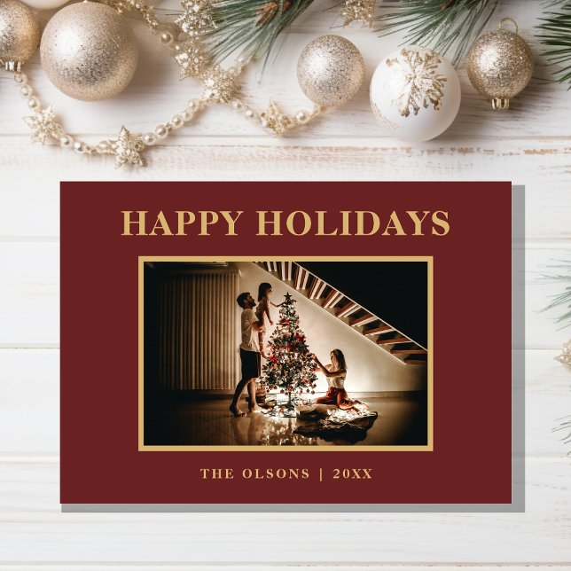 Cartão De Festividades Letra e foto vermelhas de feriados clássicos minim (Criador carregado)