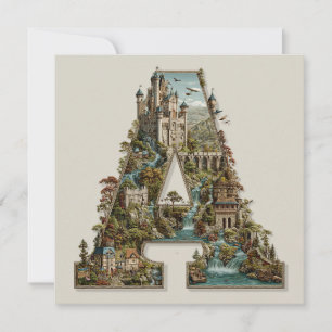 Cartão De Festividades Letra Fantasia A com Castelos no Céu Livro Ilustra