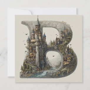 Cartão De Festividades Letra Fantasia B com Castelos no Céu Livro Ilustra