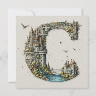 Cartão De Festividades Letra Fantasia C com Castelos no Céu Livro Ilustra