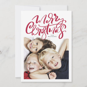 Cartão De Festividades Letras de Feliz Natal à mão em vermelho Foto