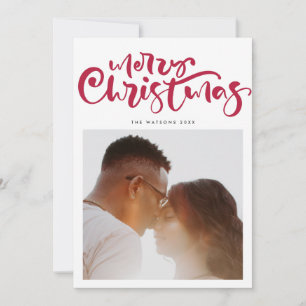 Cartão De Festividades Letras de Natal em foto vermelha