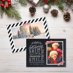 Cartão De Festividades Letras em Quadro-Negro para Foto de Família Festiv