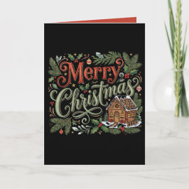 Cartão De Festividades Letras Tradicionais à Mão Natal Biscoito de Gengib