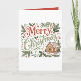 Cartão De Festividades Letras Tradicionais à Mão Natal Biscoito de Gengib
