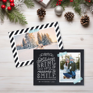 Cartão De Festividades Letreiro em Quadro-Negro Foto de Família Festiva