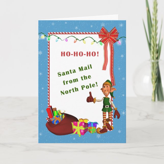 Cartão De Festividades Letter from Santa - Elf and Presents Card Template (Frente)