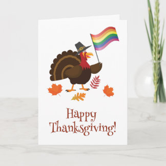 Cartão De Festividades LGBT flag Thanksgiving Turkey Card