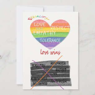 Cartão De Festividades LGBTQ+ / ORGULHO amor vs ódio. O amor vence