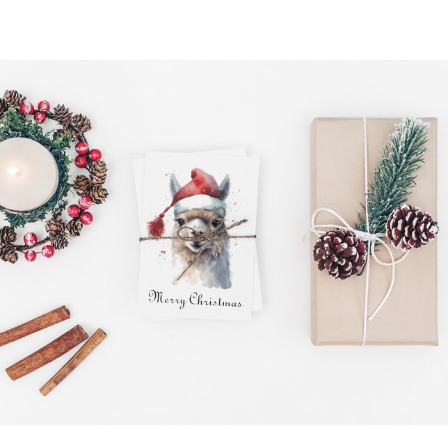 Cartão De Festividades Lhama de Natal Fofa, personalizada (Criador carregado)
