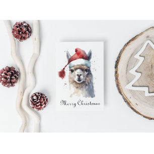 Cartão De Festividades Lhama de Natal Fofa, personalizada