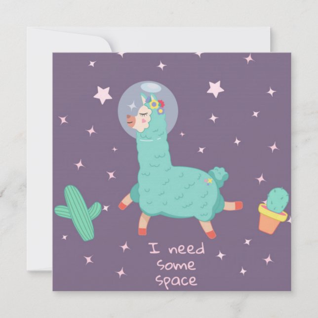 Cartão De Festividades Lhama Espacial (Frente)