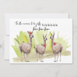 Cartão De Festividades Lhamas Engraçadas e Fofas Aquarela Saudação de Fér