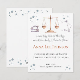 Cartão De Festividades Libra Zodiac Birth Announcement