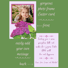 Cartão De Festividades Lilas Bonita Primavera Foto Feliz Páscoa