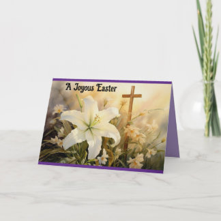 Cartão De Festividades Lilies With Cross Folded Easter Card
