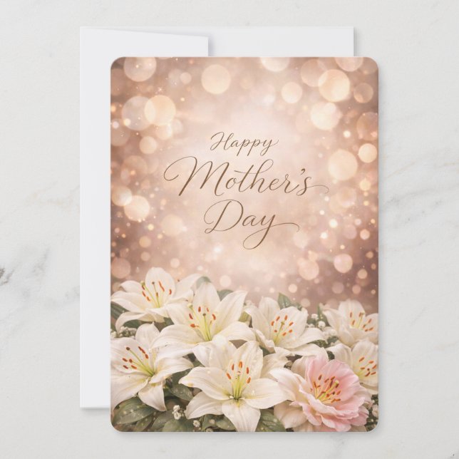 Cartão De Festividades Lily Mother’s Day Greeting Design (Frente)