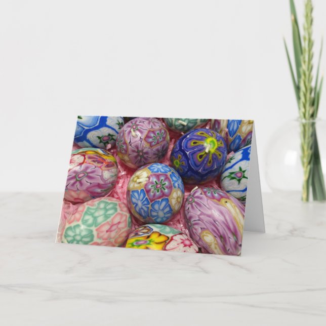 Cartão De Festividades Linda cera multicolorida Ovos Ucranianos (Frente)