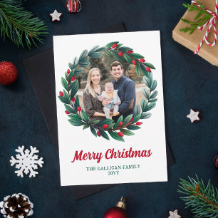 Cartão De Festividades Linda coroa de Natal Feliz Foto de Natal