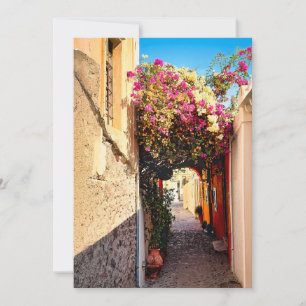 Cartão De Festividades Linda estrada em Santorini, Grécia