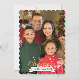 Cartão De Festividades Linda Foto da Família Feliz Saudação de Natal