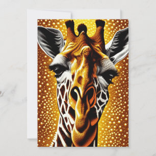 Cartão De Festividades Linda girafa num fundo Dourado brilhante
