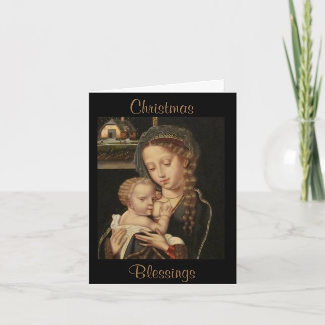 Cartão De Festividades Linda Madona e Religião Infantil (Frente)