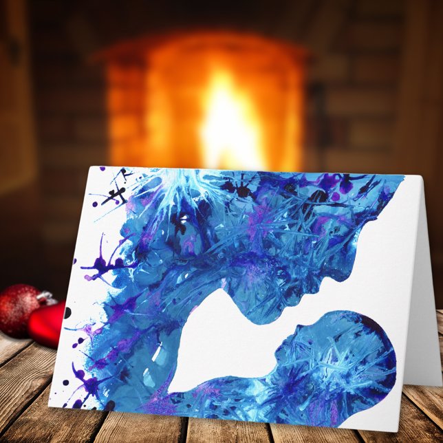 Cartão De Festividades Linda Madonna e Criança de Água (Jesus and Mary modern abstract art Christmas holiday greetings card)