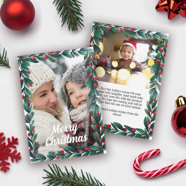 Cartão De Festividades Linda Moldura Verde Feliz Natal 2 Foto (Criador carregado)