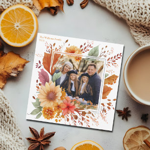 Cartão De Festividades Linda Queda da Família Floral Foto de Ação de Graç