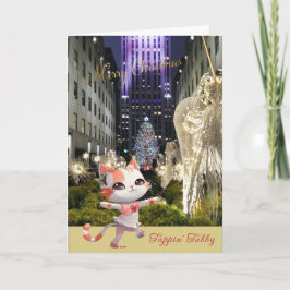 Cartão De Festividades Linda Rockefeller Plaza e Tappin’ Tabby Cat