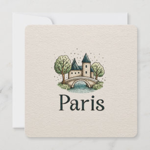 Cartão De Festividades Linda Silhueta Minimalista de Paris