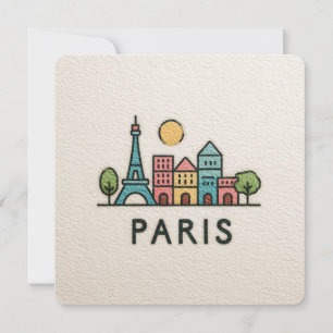 Cartão De Festividades Linda Silhueta Minimalista de Paris