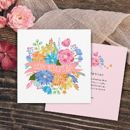 Cartão De Festividades Lindo Buquê de Flores Florais Dia das Mães
