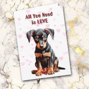 Cartão De Festividades Lindo Cachorrinho Doberman Tudo O Que Você Precisa