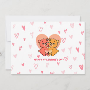 Cartão De Festividades Lindo Casal de Ursos Teddy Kawaii no Dia dos Namor