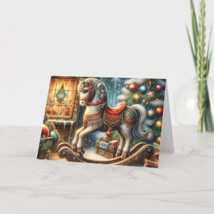 Cartão De Festividades Lindo Cavalo de Balanço de Natal