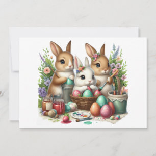 Cartão De Festividades Lindo, Coelho de Páscoa/Festa de pintura de primav